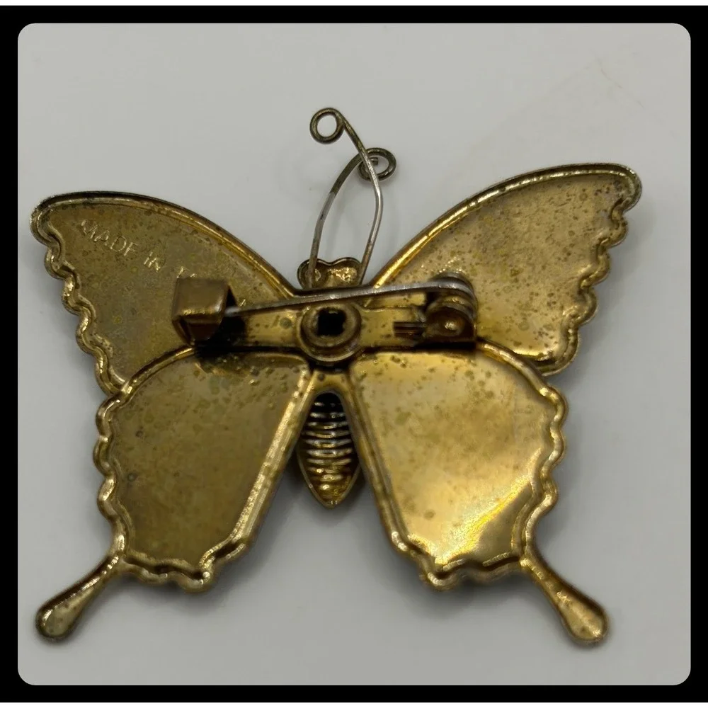 Butterfly Brooch Pin Small Purple Green Enamel Vintage Jewelry
